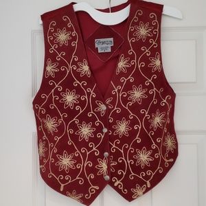 Vintage Cheyenne autumn embroidered leather vest